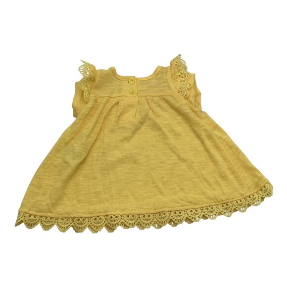 Nannette Kids Yellow Girls Dress 0-3M With Lace Short Sleeve Hem Details Button - Picture 2 of 13